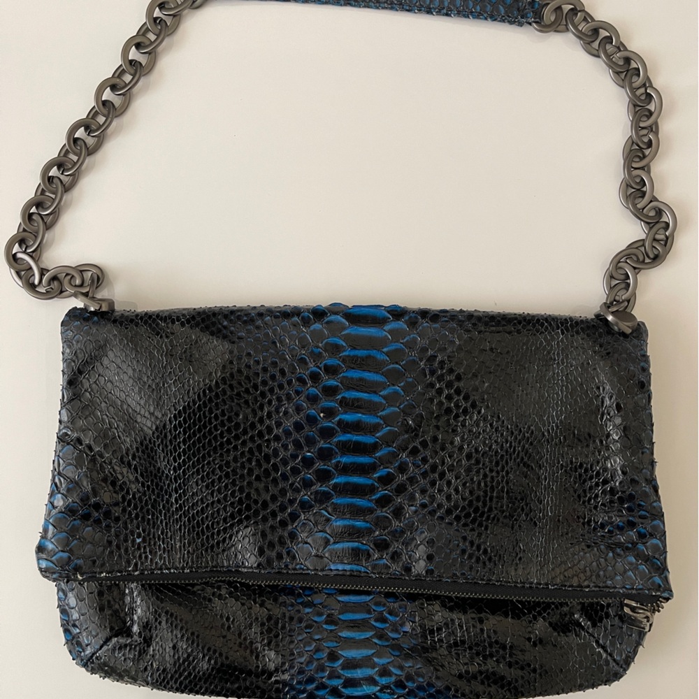 Anmale Black And Blue Python Snakeskin Leather - image 1